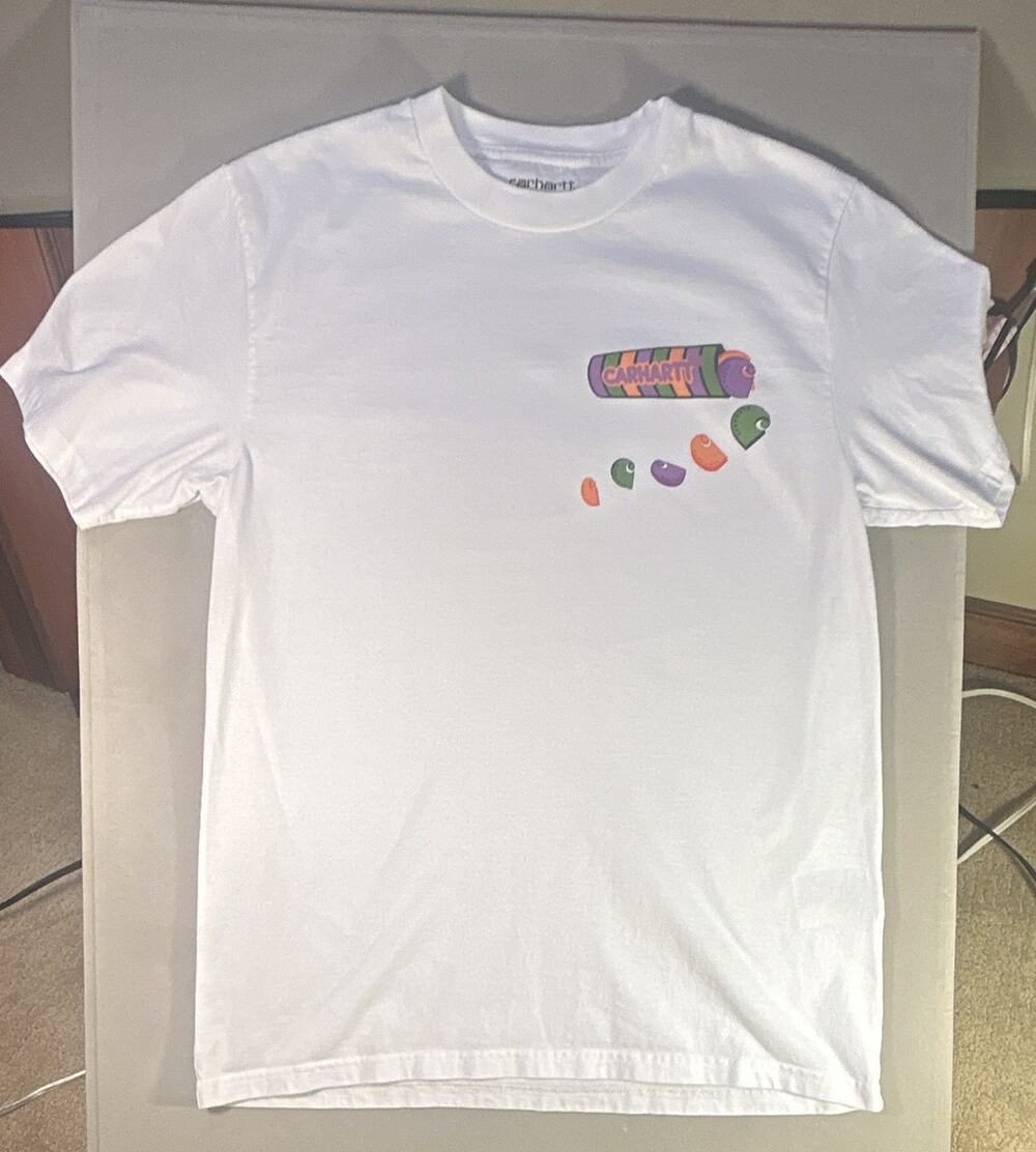 Carhartt WIP White Graphic Logo Cotton Crew Neck Short Sleeve T-Shirt S